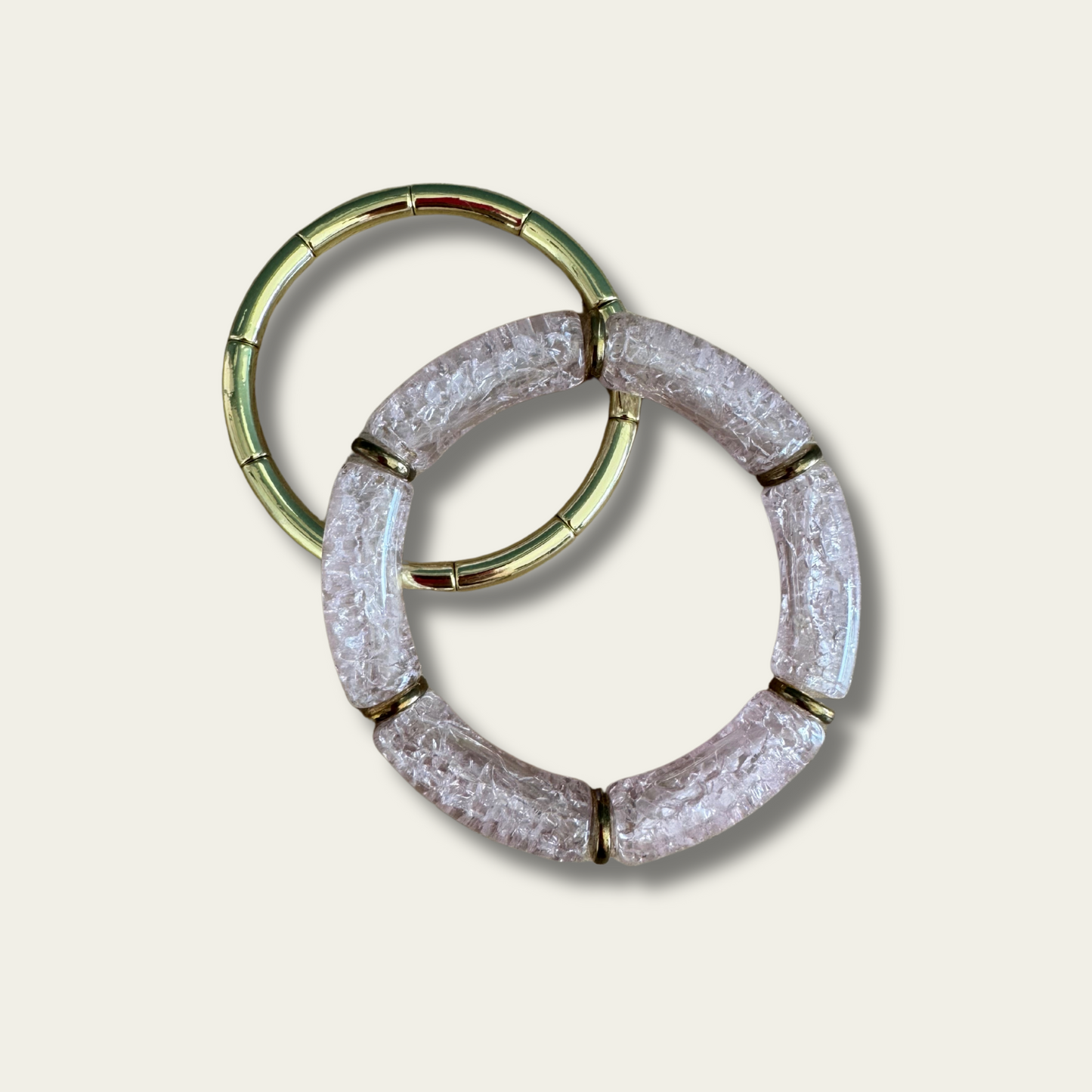 Duo de bracelets élastiqués - roses et dorés