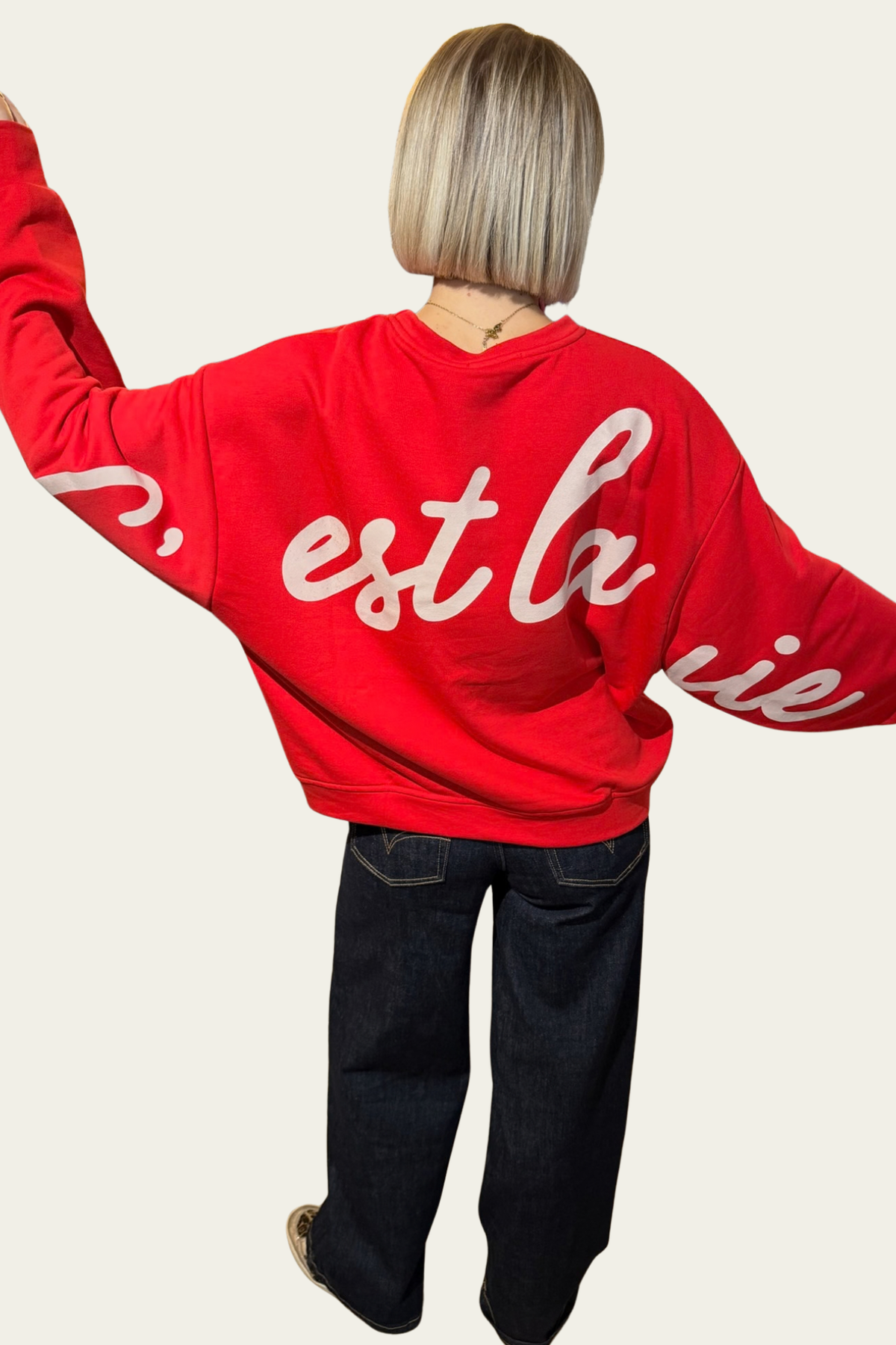 Le sweat « C’est la vie » - Corail ❤️