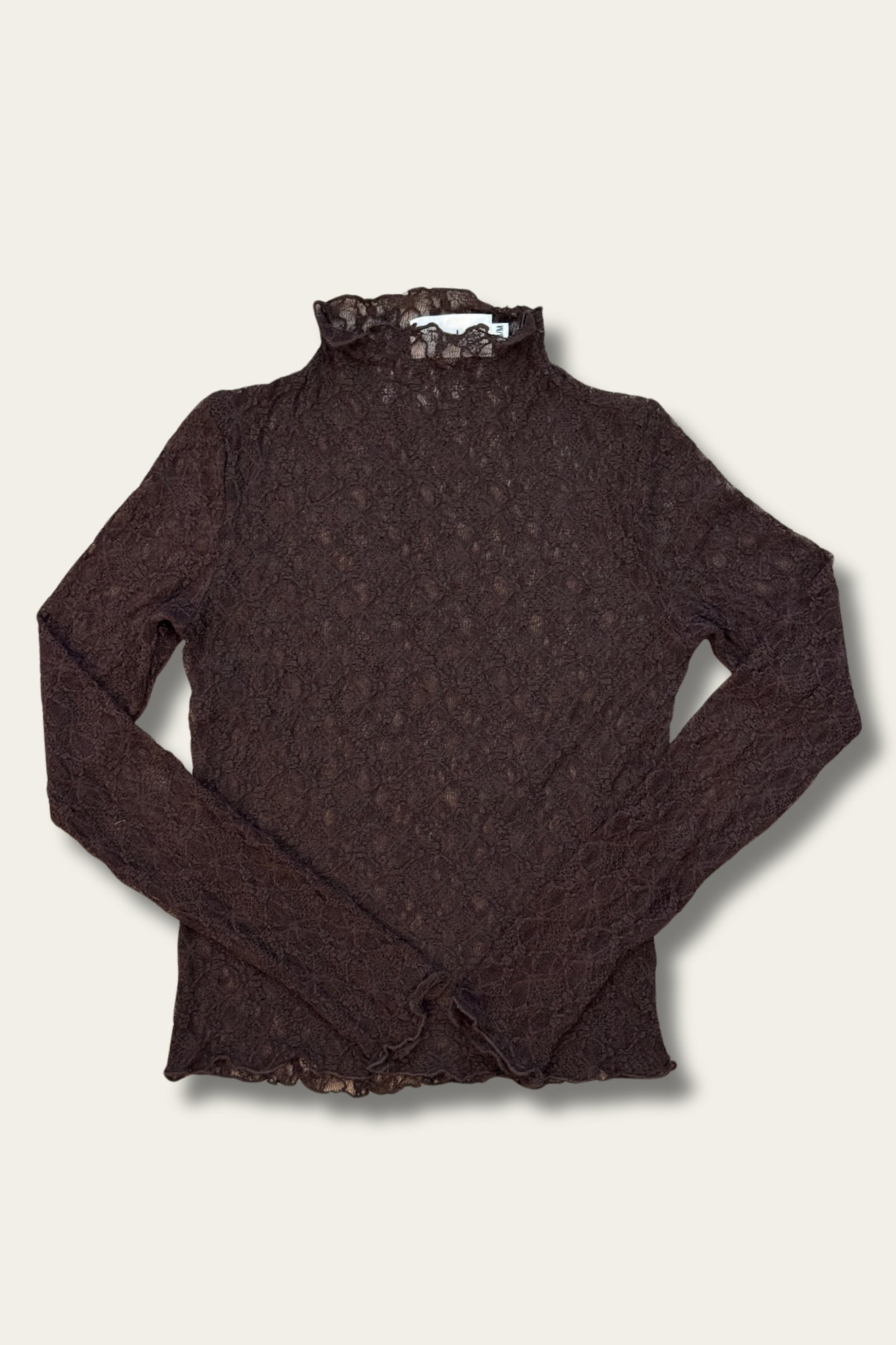 Sous-pull col montant marron – effet dentelle 🤎