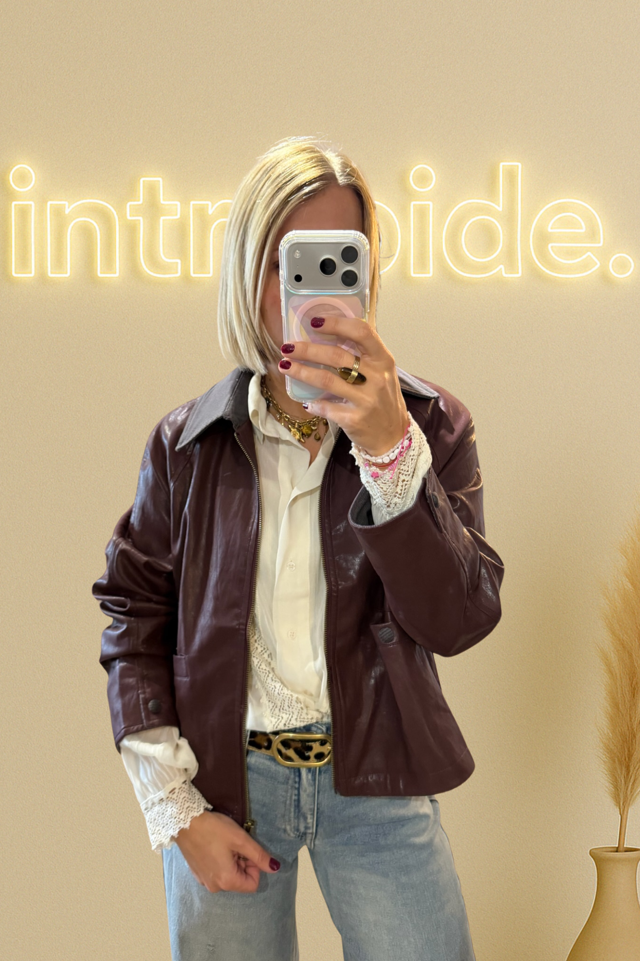 La veste effet cuir - Bordeaux 🍷