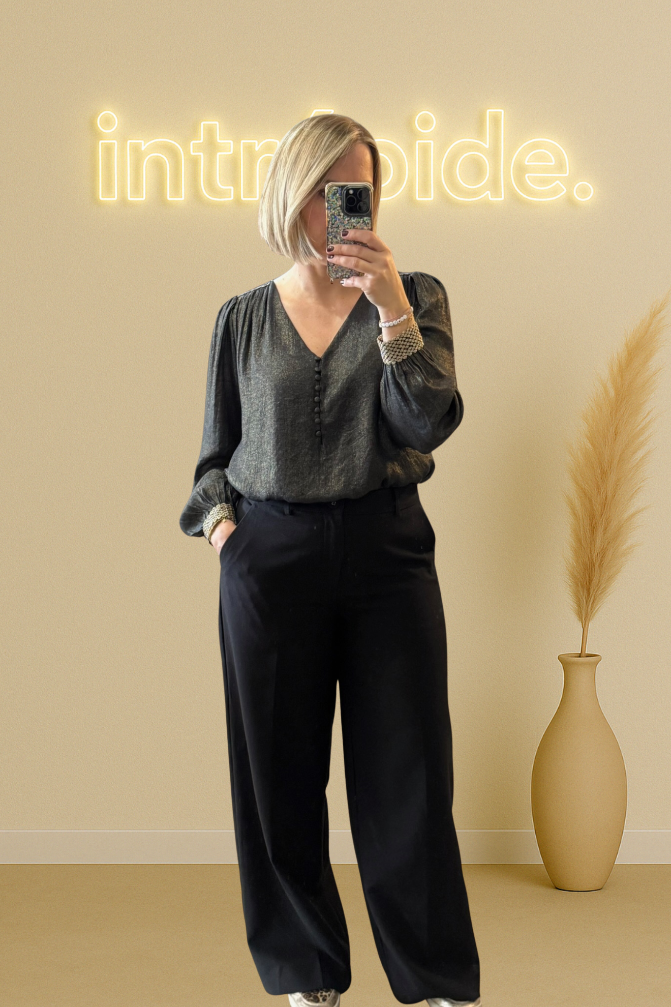 Pantalon de tailleur palazzo noir â coupe fluide & ultra chic đ€