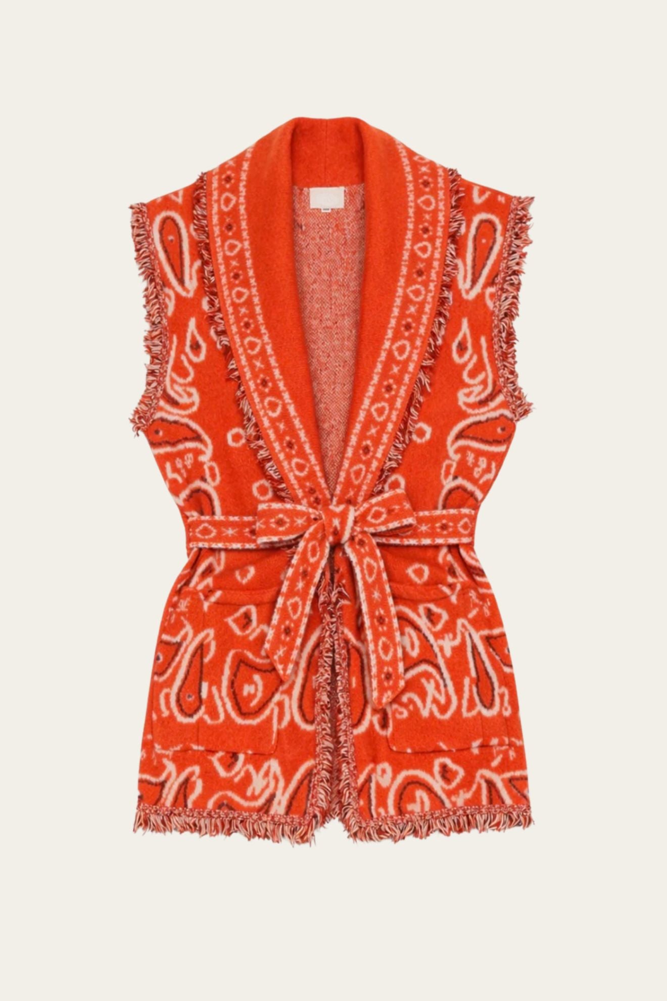 ❤️ Gilet sans manches à motifs bandana & franges
