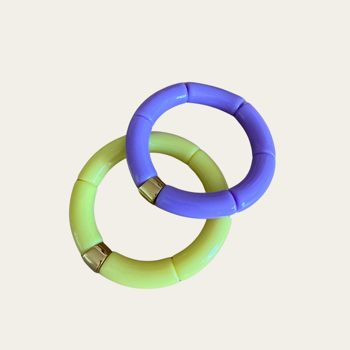 Duo de bracelets chunky - jaune et mauve