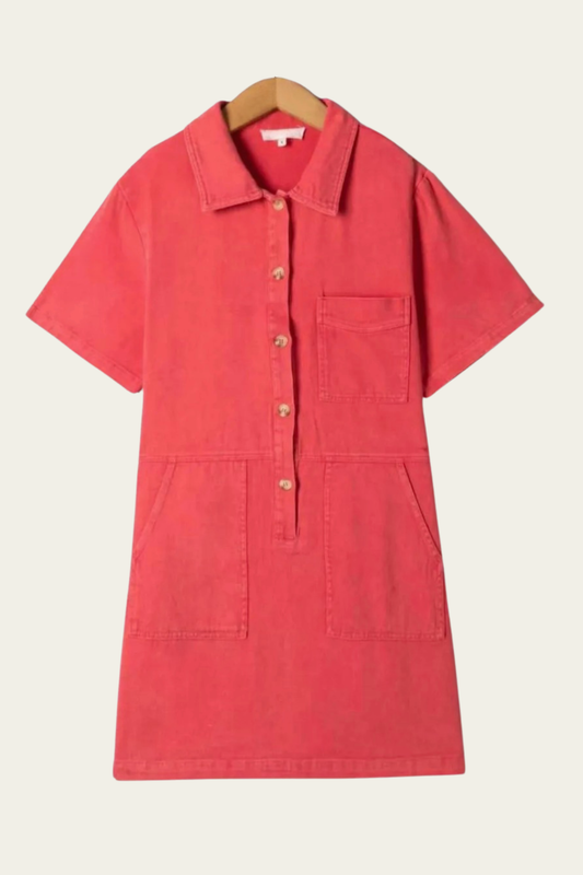 🌺 Robe en coton - corail