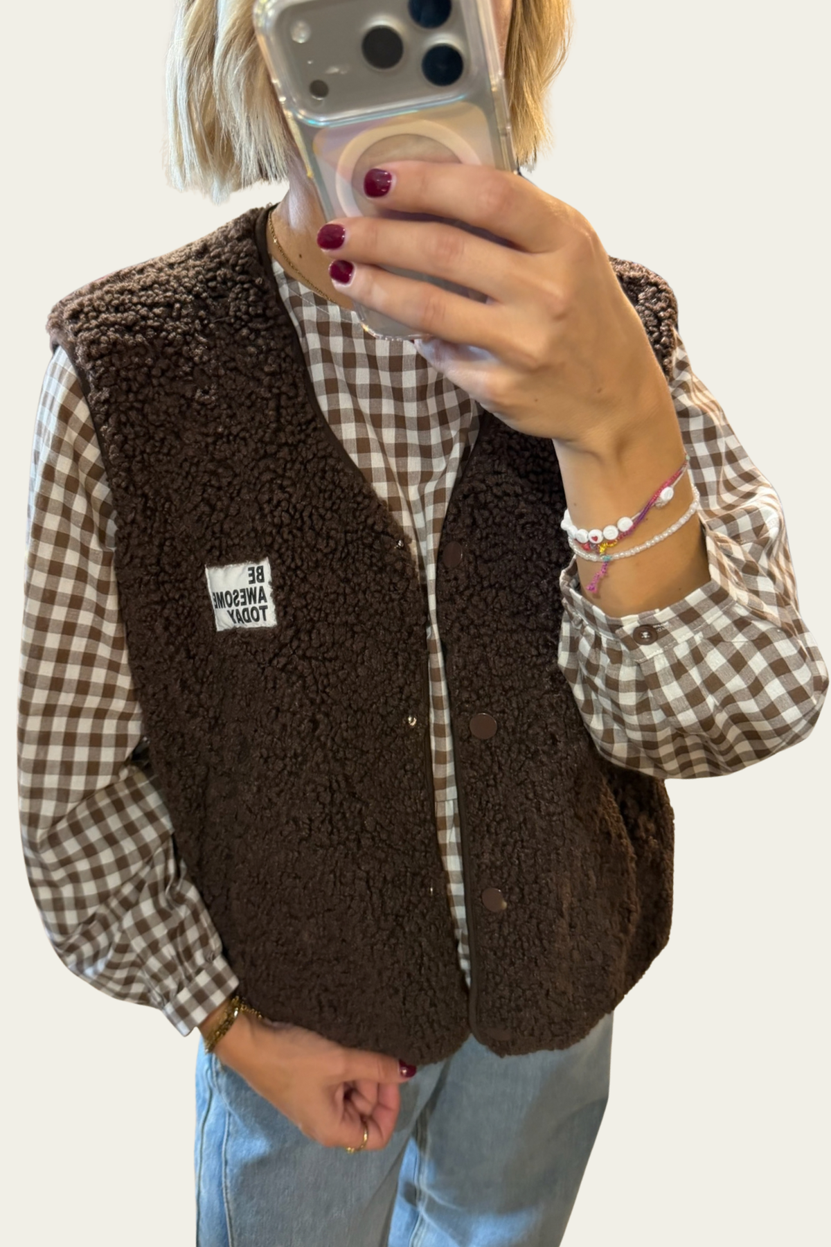Le gilet Teddy sans manche - chocolat 🤎