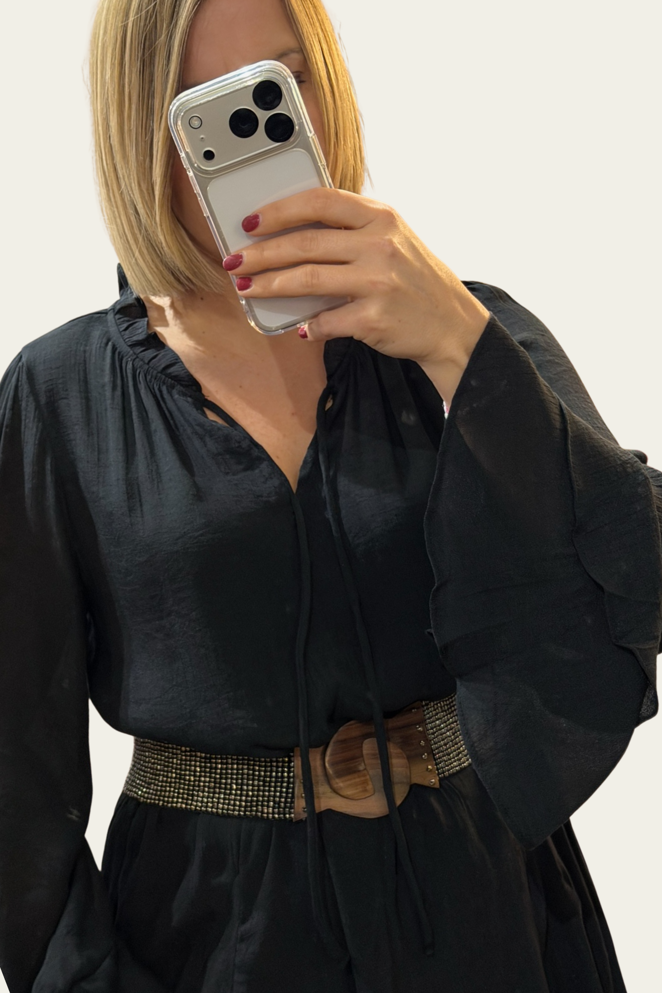 🩶 Ceinture Élastique Bohème Chic – ARGENTÉE