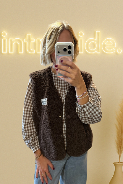 Le gilet Teddy sans manche - chocolat 🤎