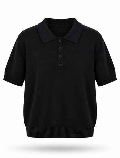 Le polo en maille 3 % cachemire - noir 🖤