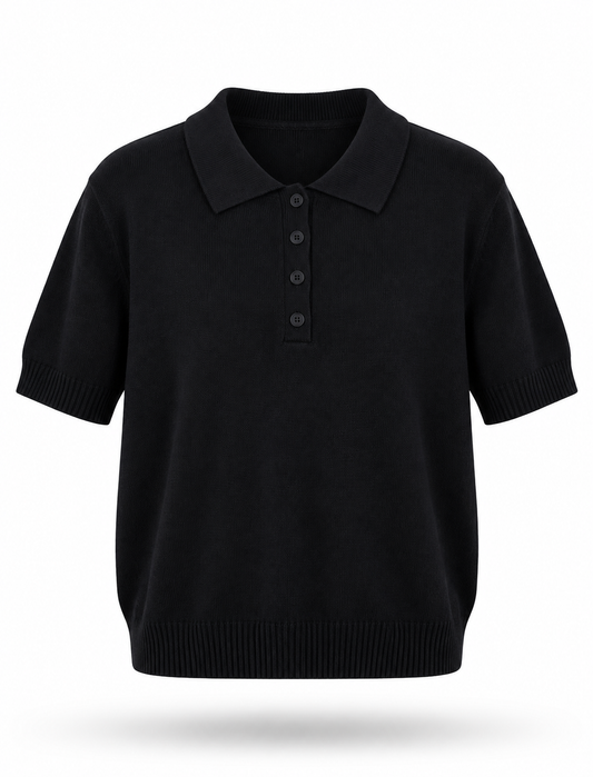 Le polo en maille 3 % cachemire - noir 🖤