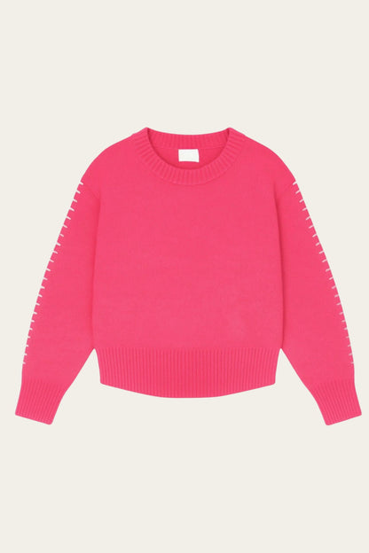 💖 Pull rose à détails brodés