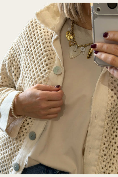 🤍 Veste en maille crochet ajourée – 100% coton