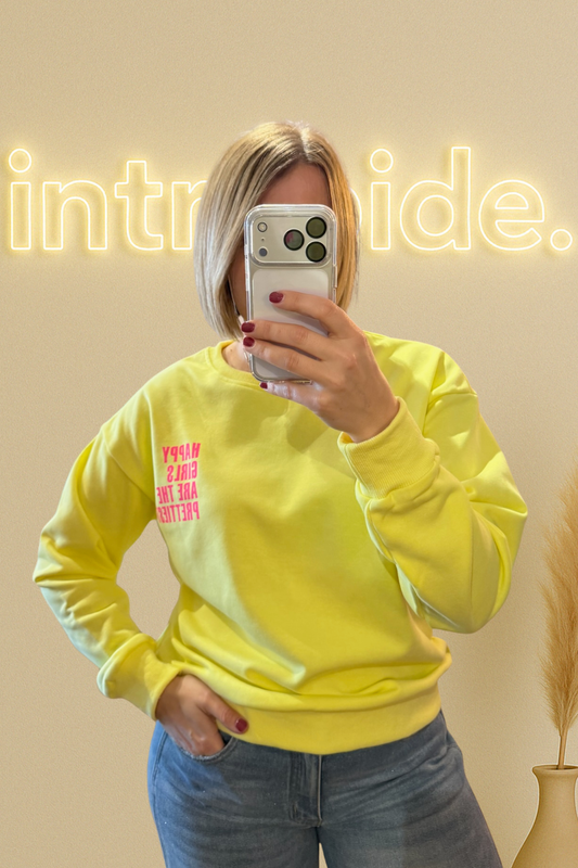💛 Sweat Happy Girls – Jaune Sunshine