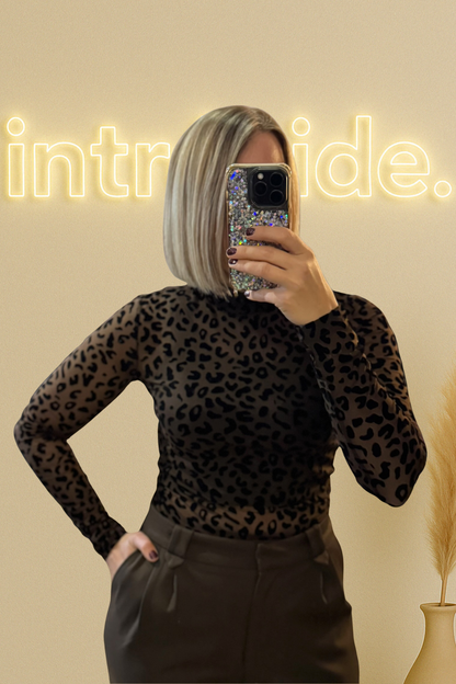 Body léopard velours – chocolat profond 🤎🐾