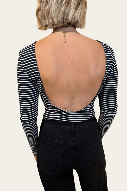 Le body Marinière Dos Nu - noir et blanc 🖤🤍