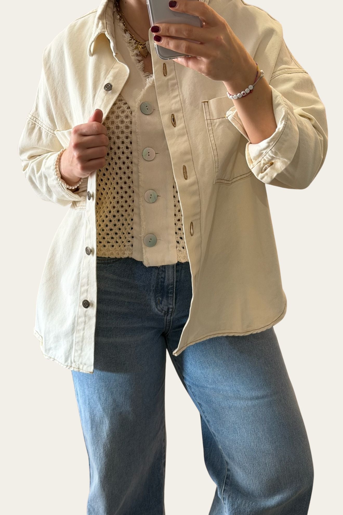 🤍 Surchemise oversize écrue en coton - écru