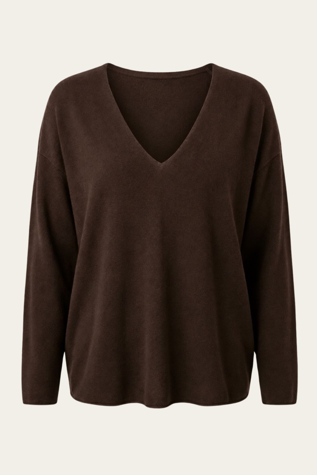 Le pull loose col V 3 % cachemire - chocolat 🤎