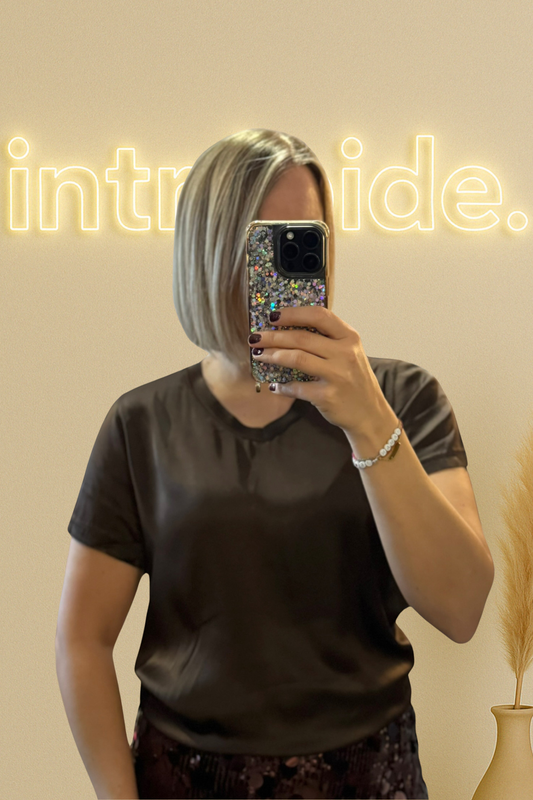 T-shirt fluide viscose & soie – chocolat satiné 🤎