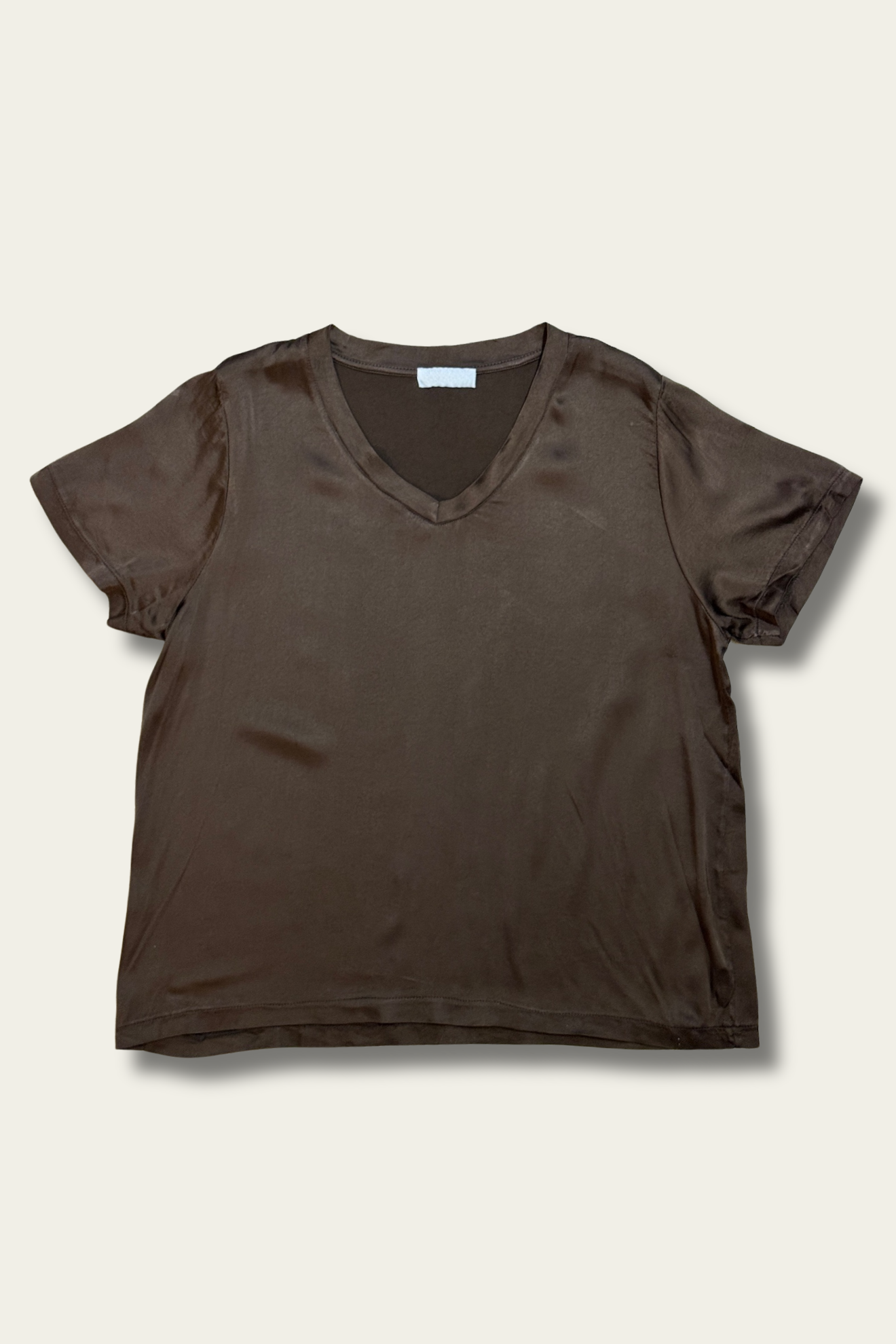 T-shirt fluide viscose & soie – chocolat satiné 🤎