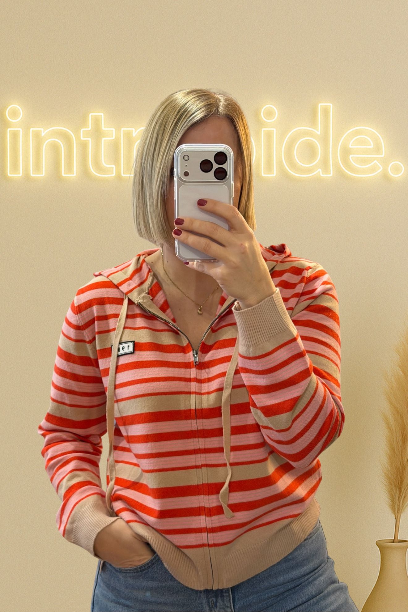 🧡 Gilet zippé rayé à capuche