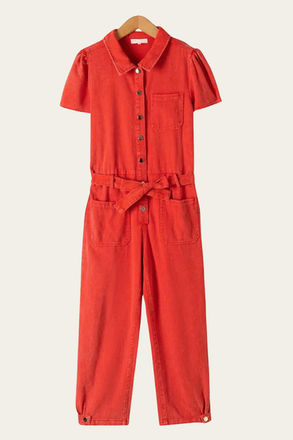 🧡 Combinaison en denim ultra souple - corail