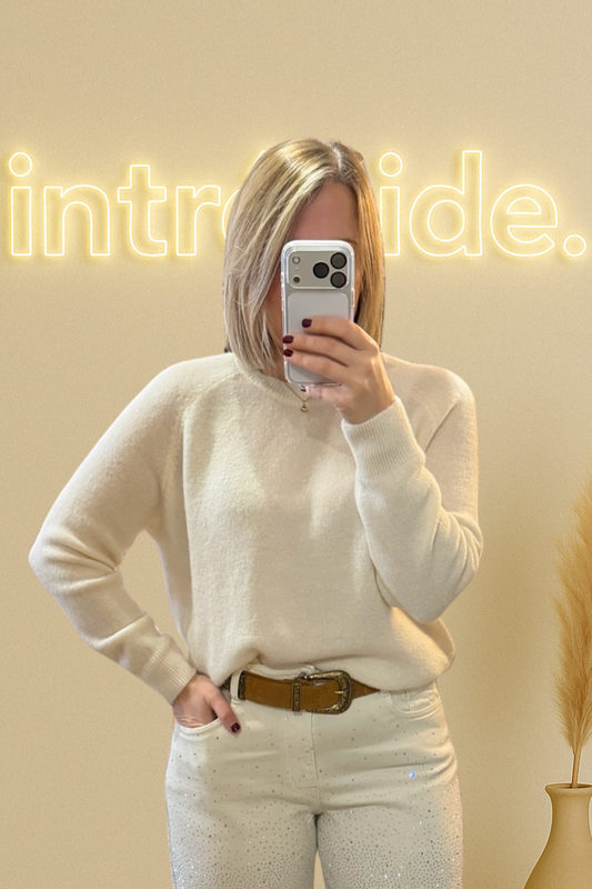 🤍 Pull tout doux baby alpaga & laine mérinos – écru