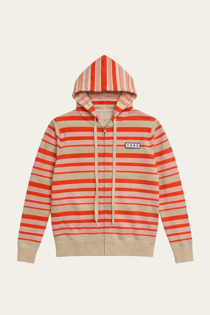🧡 Gilet zippé rayé à capuche