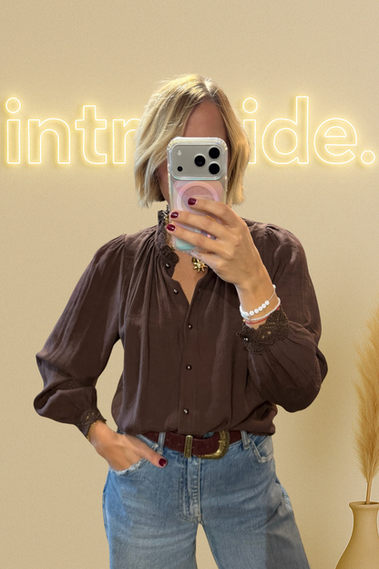 La blouse dentelle - chocolat 🤎