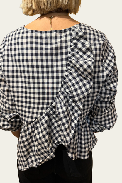 La blouse Vichy Volantée - noir 🖤