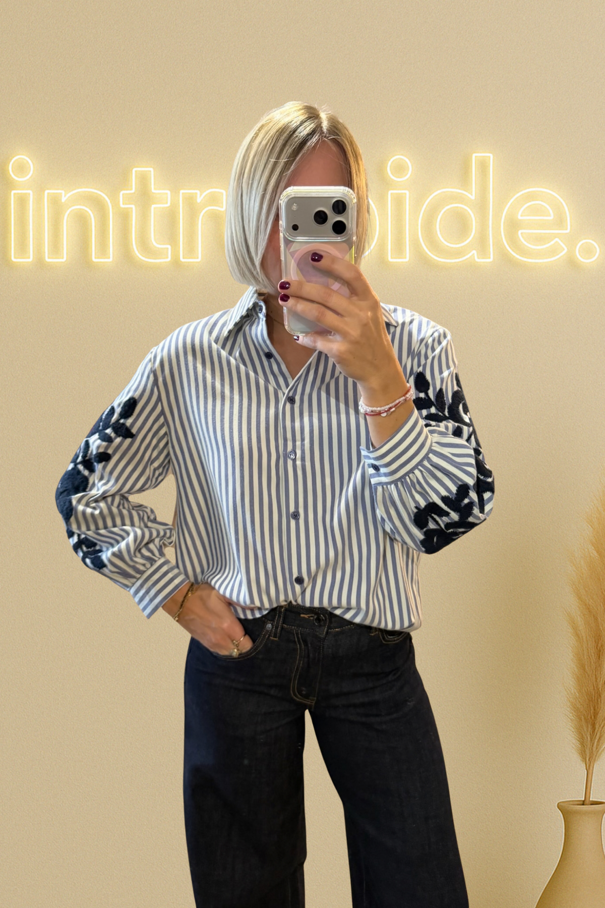 La chemise rayée brodée - Marine 🤍💙