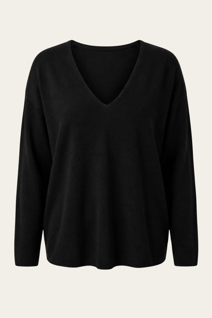 Le pull loose col V 3 % cachemire - noir 🖤