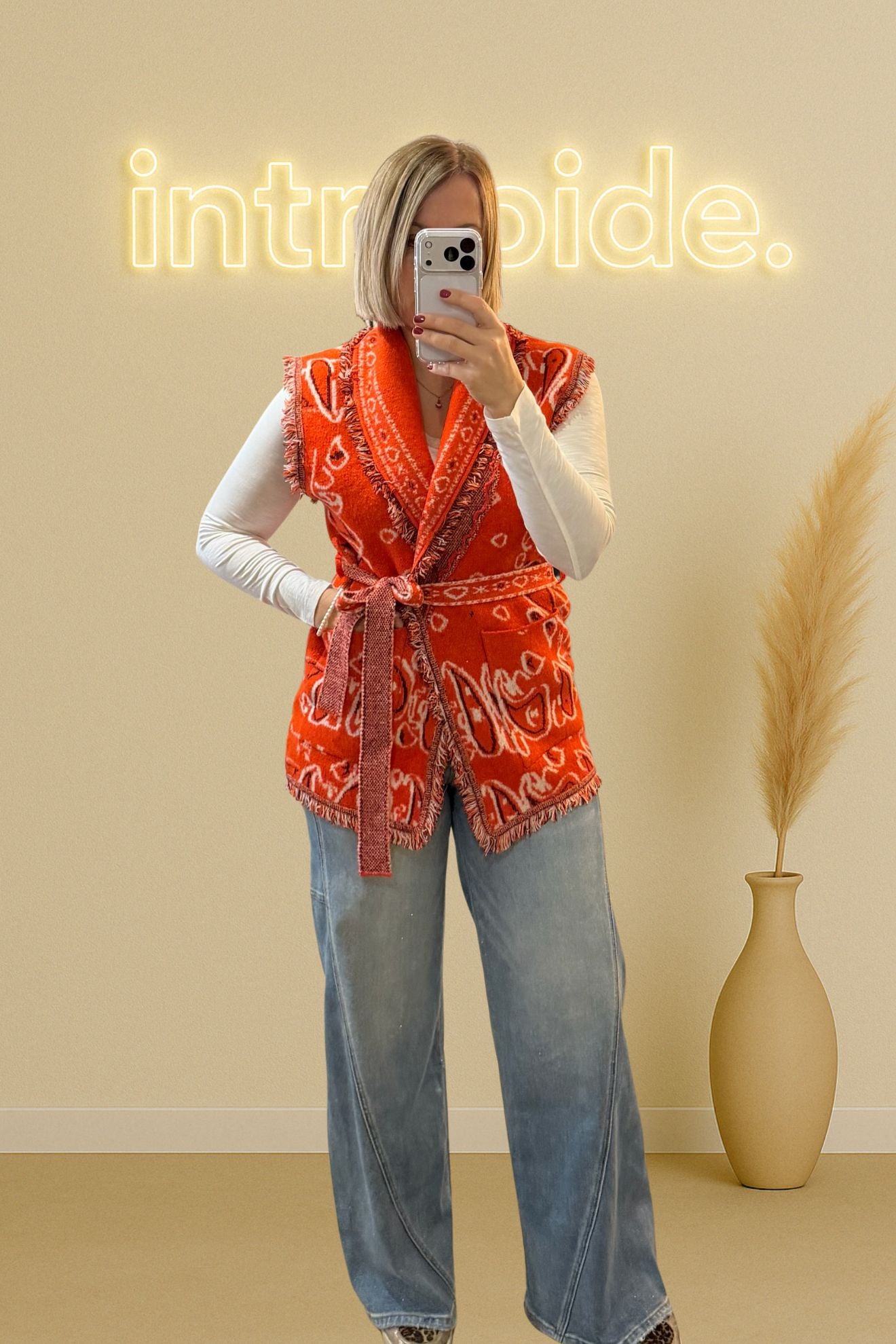 ❤️ Gilet sans manches à motifs bandana & franges