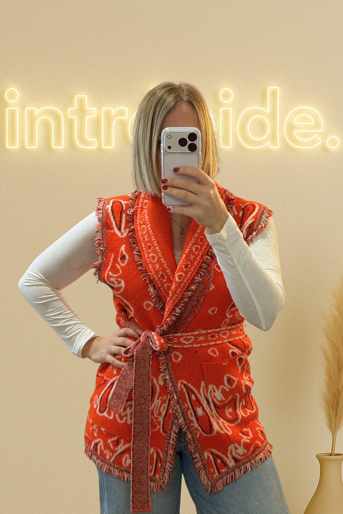 ❤️ Gilet sans manches à motifs bandana & franges