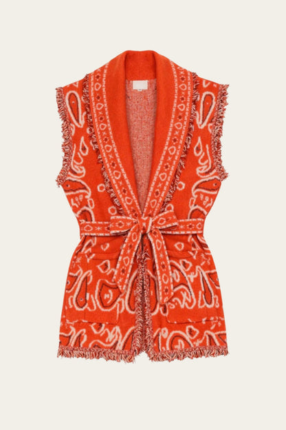 ❤️ Gilet sans manches à motifs bandana & franges