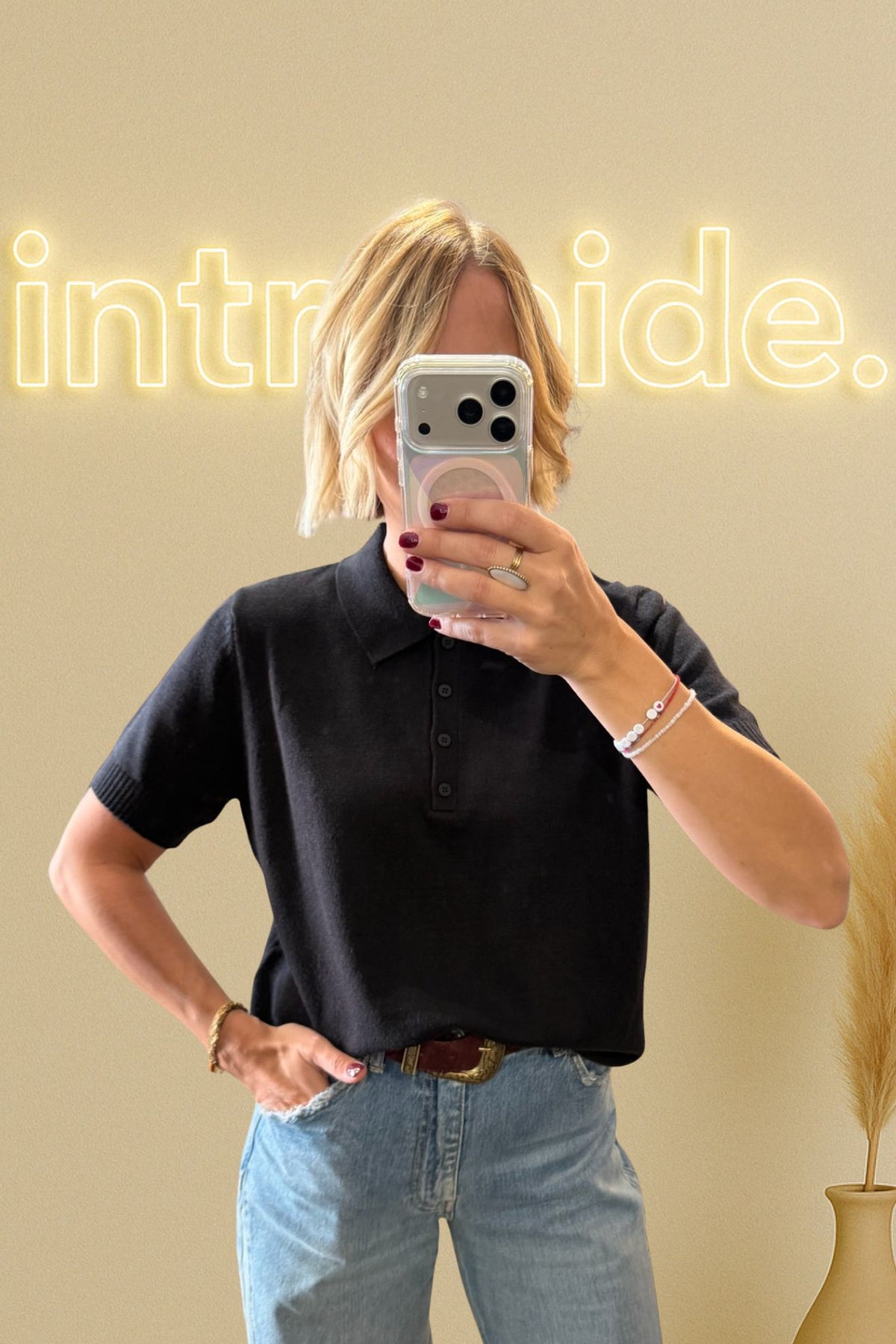 Le polo en maille 3 % cachemire - noir 🖤