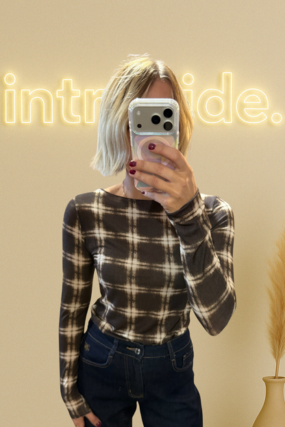 Le sous-pull tartan Cachemire - chocolat 🤎