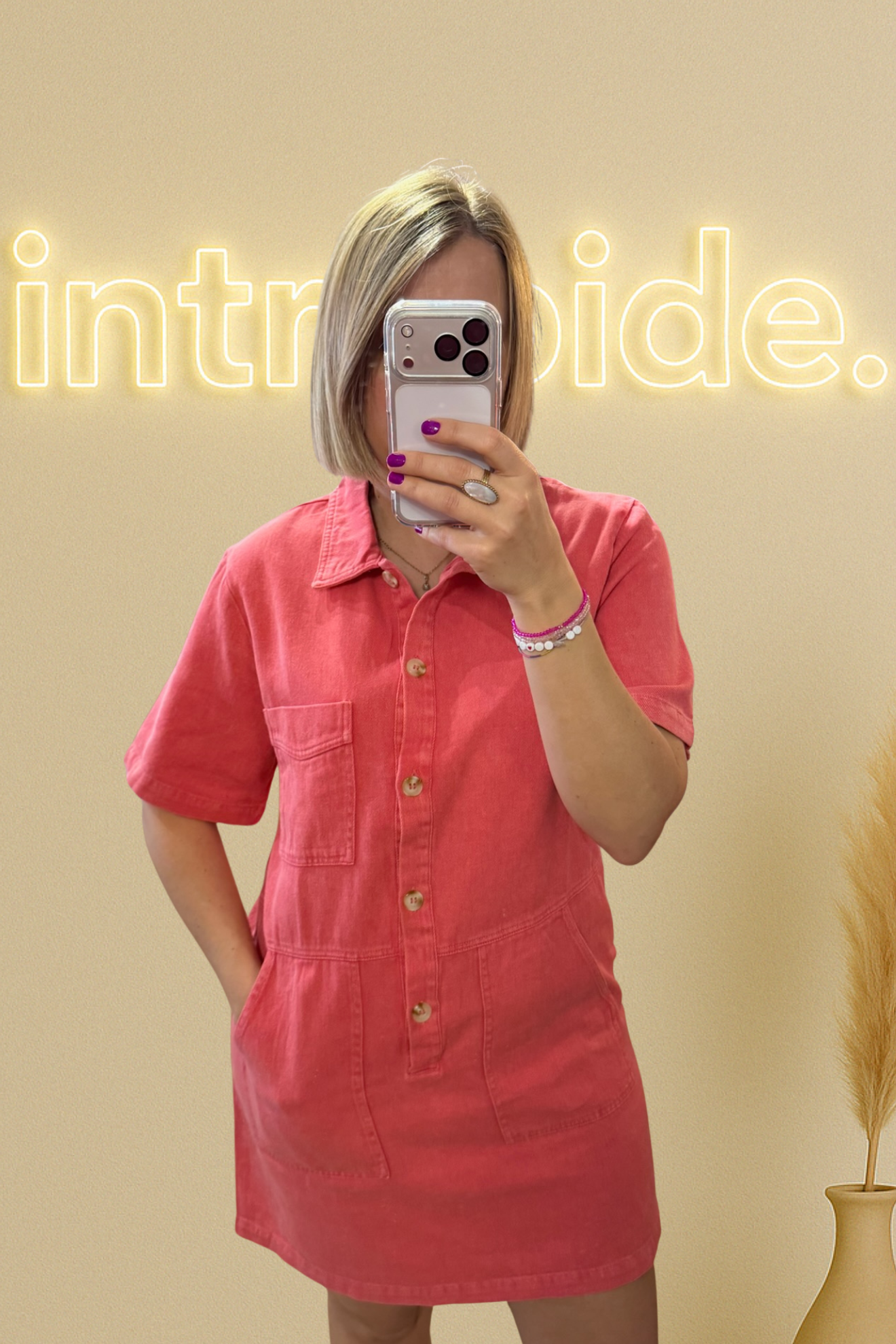 🌺 Robe en coton - corail