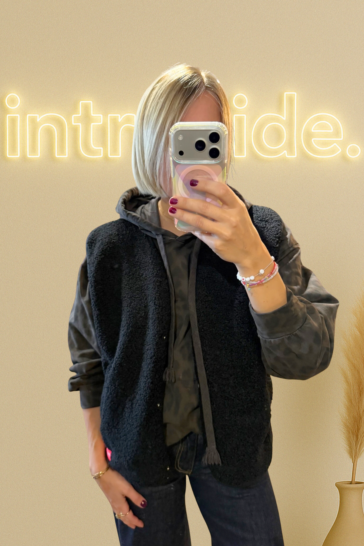 Le gilet Teddy Rosalie - Noir 🖤🩷