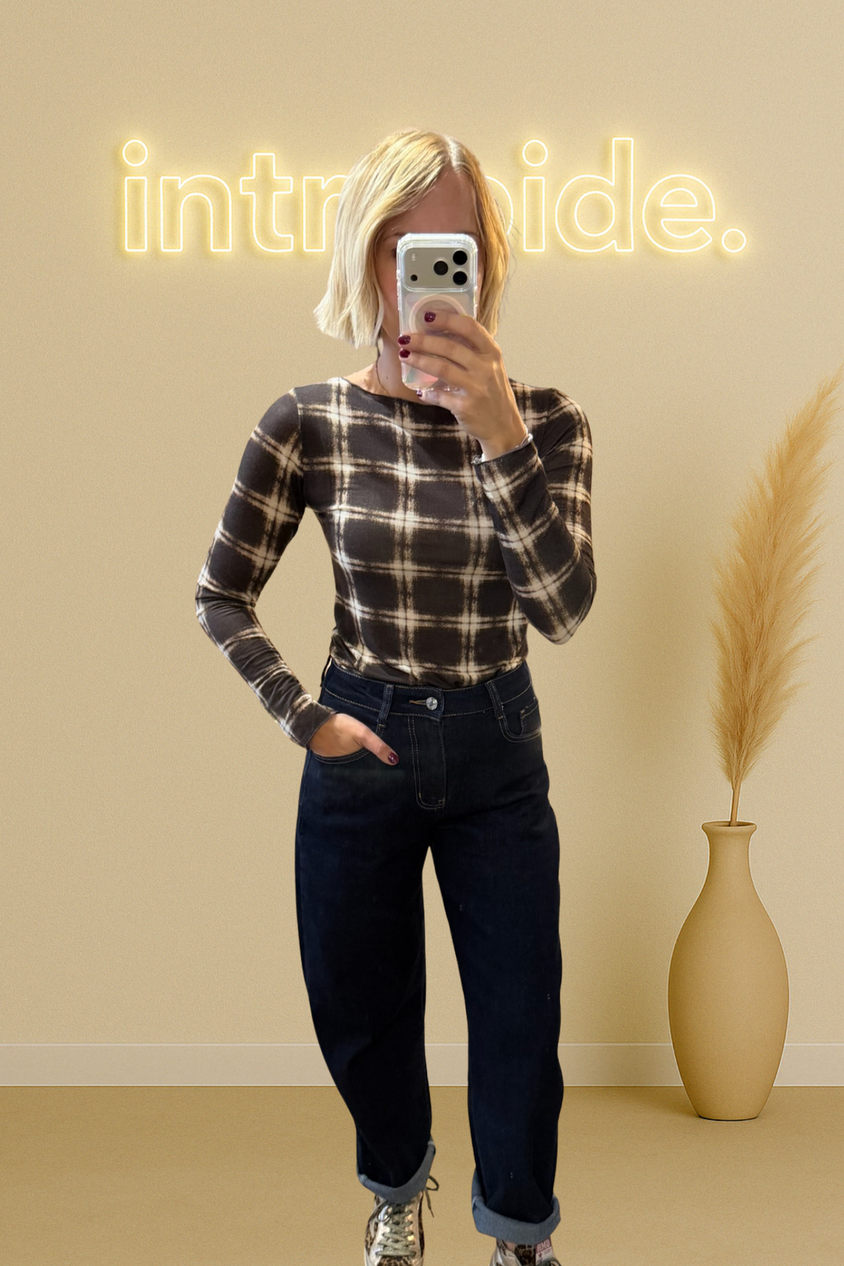 Le sous-pull tartan Cachemire - chocolat 🤎