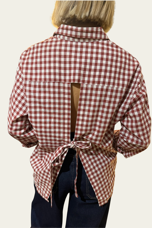 Chemise Vichy dos ouvert - bordeau ♥️