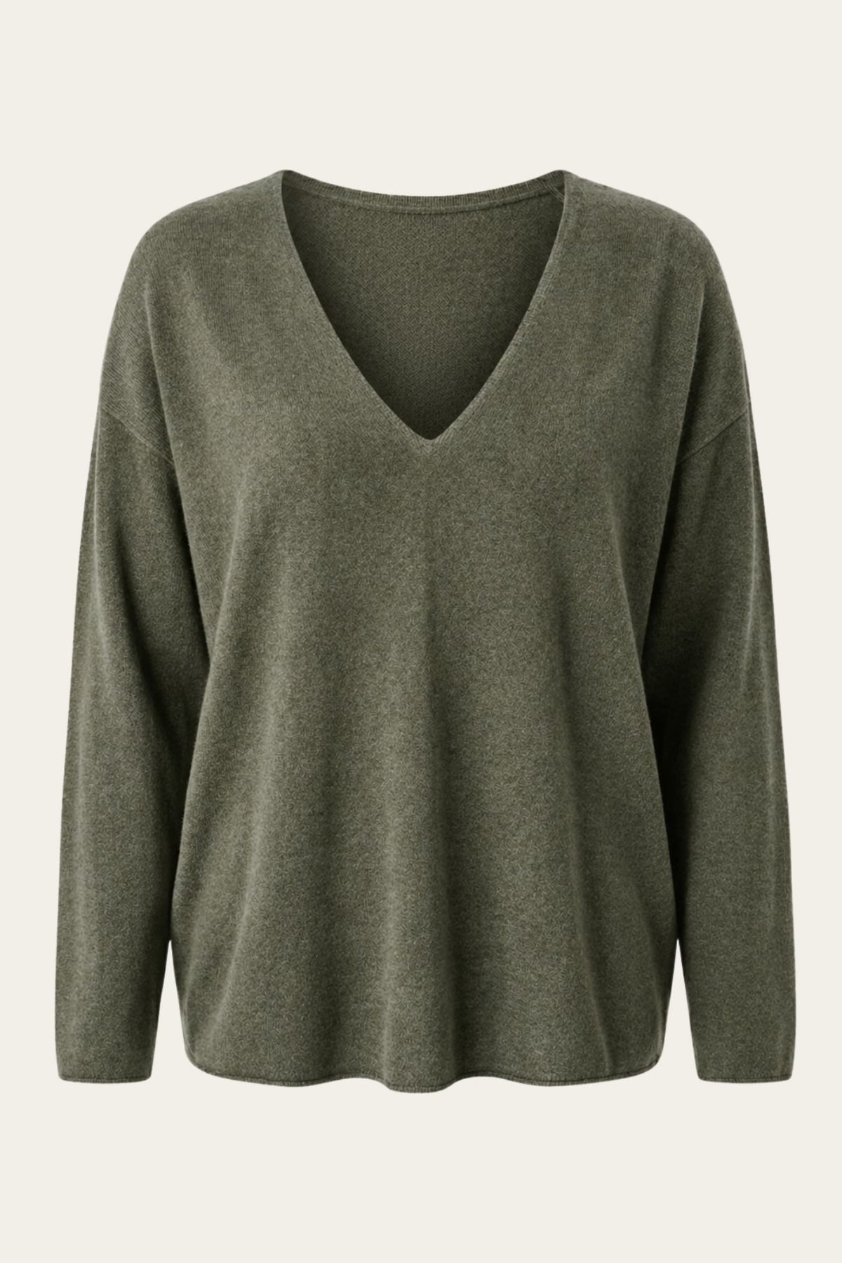 Le pull loose col V 3 % cachemire - kaki 🫒