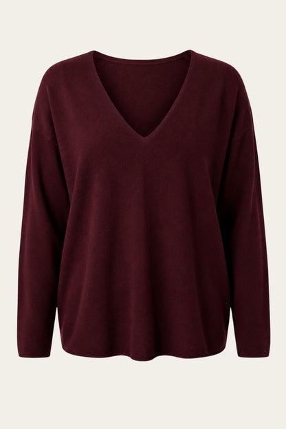 Le pull loose col V 3 % cachemire - burgundy 🍇