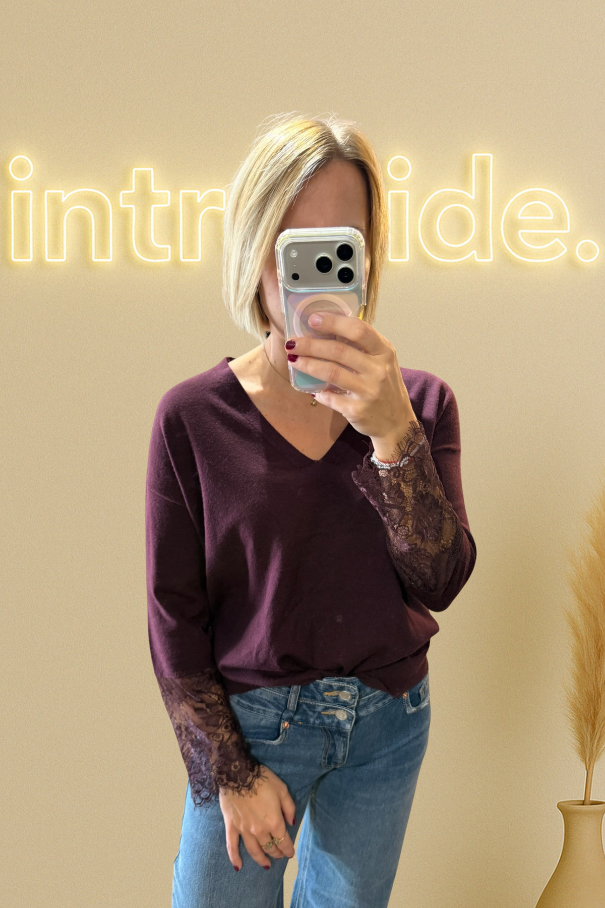 Le pull Dentelle – prune 🍇