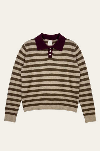Le pull polo Alba - Chocolat & burgundy 🤎🍇