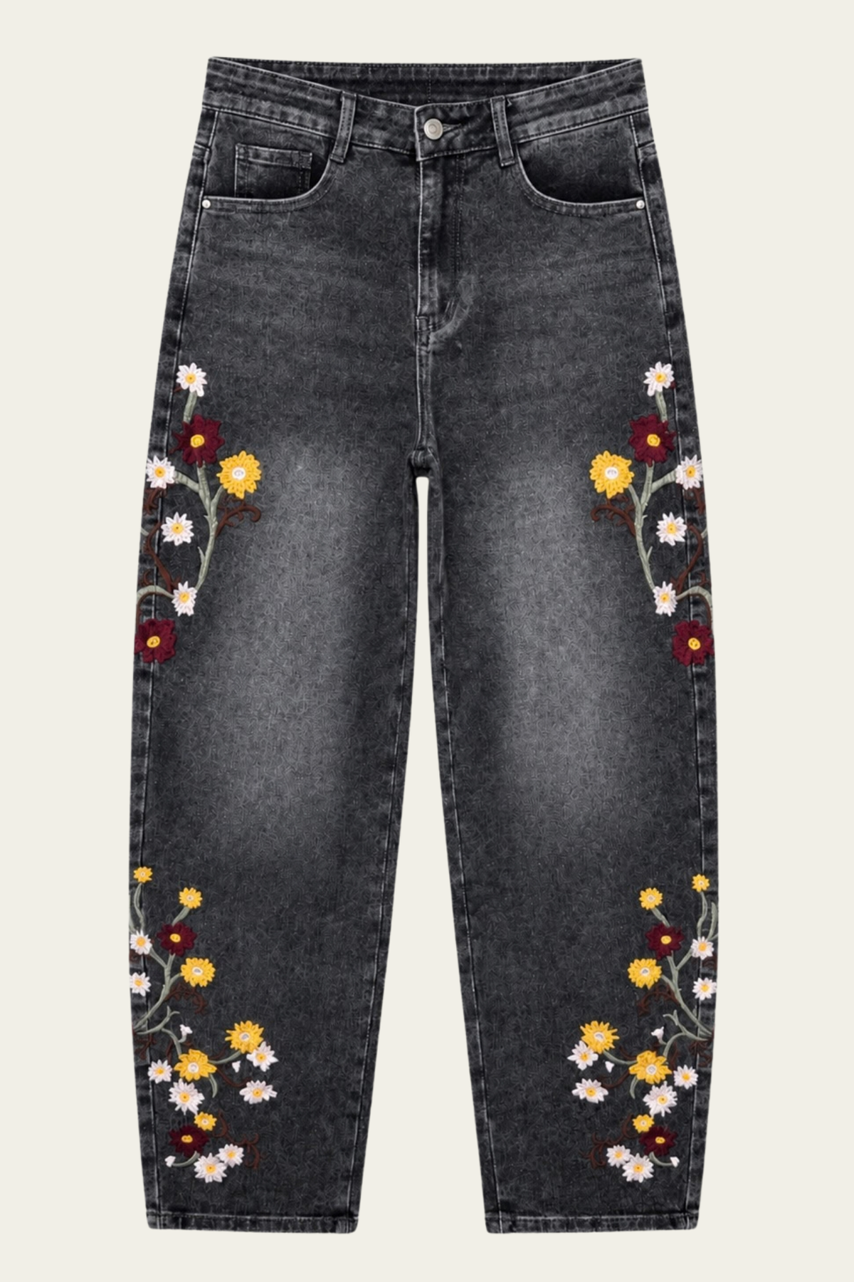 Le jean Wildflower – gris délavé 🌸🩶