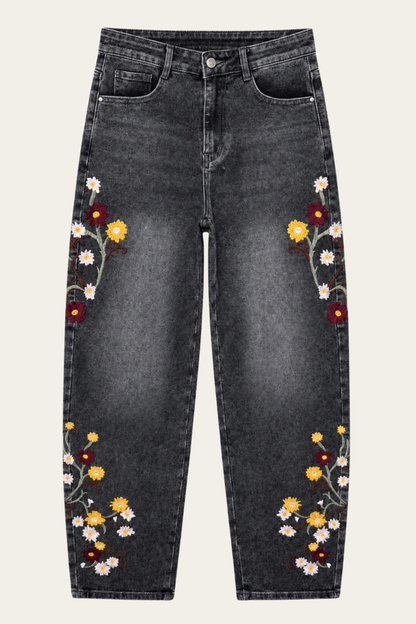 Le jean Wildflower – gris délavé 🌸🩶