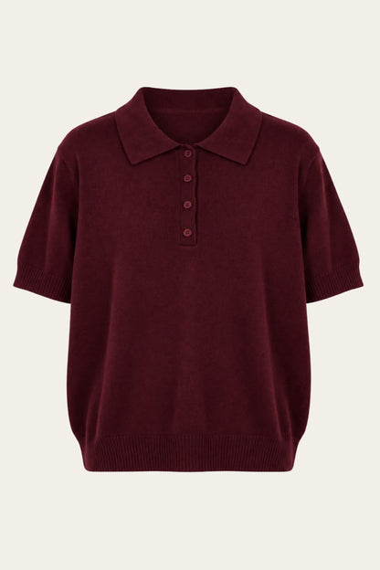 Le polo en maille 3 % cachemire - burgundy 🍇