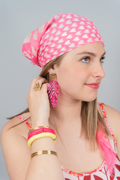 Boucles d’oreilles plumes fuschia