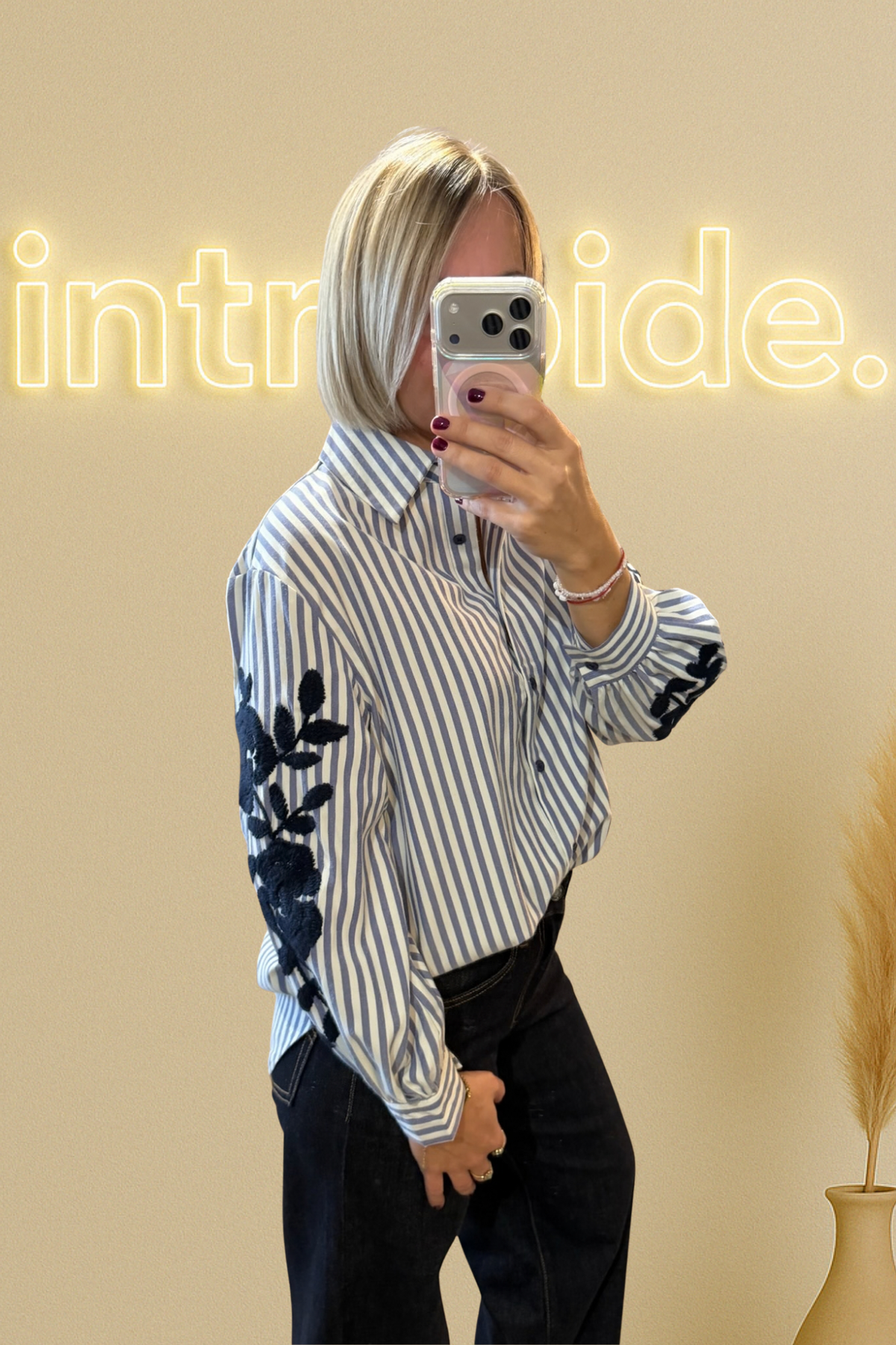 La chemise rayée brodée - Marine 🤍💙