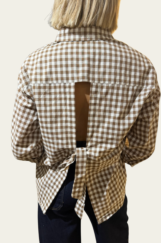 Chemise Vichy dos ouvert - choco 🤎