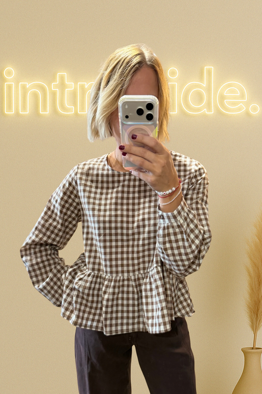 La blouse Vichy Volantée - chocolat 🤎